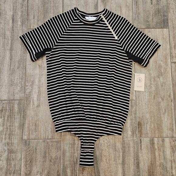 Free x Rein Bodysuit Women Size S Moto Zip Short Sleeve Crew Neck Equestrian NEW - Picture 1 of 15